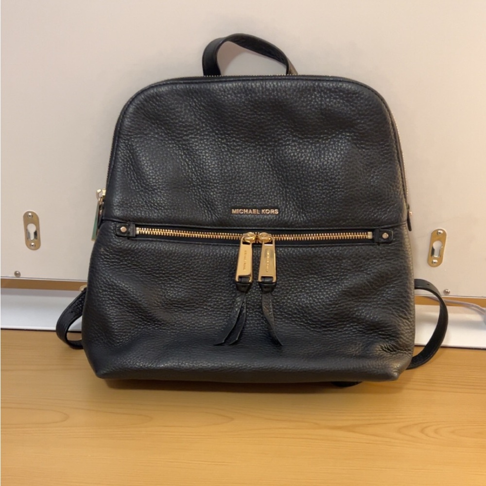 Michael Kors Black Pebbled Leather Backpack